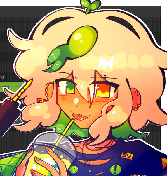 Yuma with an iced drink Yuma with an iced drink